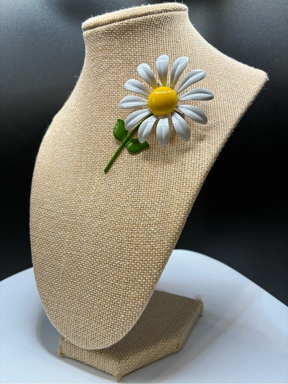 White & Yellow Daisy Enamel Brooch for Women